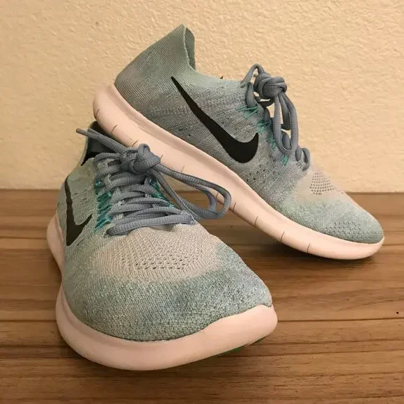 Nike Womens Free RN Flyknit 2017 880844-402 Blue Running Shoes Sneakers Size 9 - Picture 1 of 7